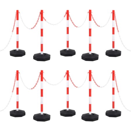 Juego de barrera con postes y cadena plástico 10 m de vidaXL, Señales de carretera y tráfico - Ref: Foro24-150955, Precio: 13...