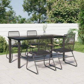 Juego de comedor de jardín 5 piezas ratán PVC negro en Conjuntos de jardín | Comprar online en Foru.es