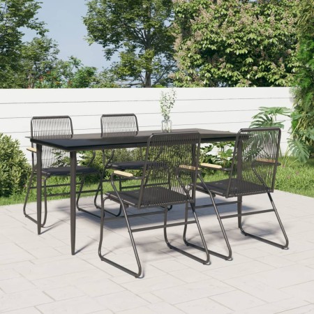 Juego de comedor de jardín 5 piezas ratán PVC negro en Conjuntos de jardín | Comprar online en Foru.es