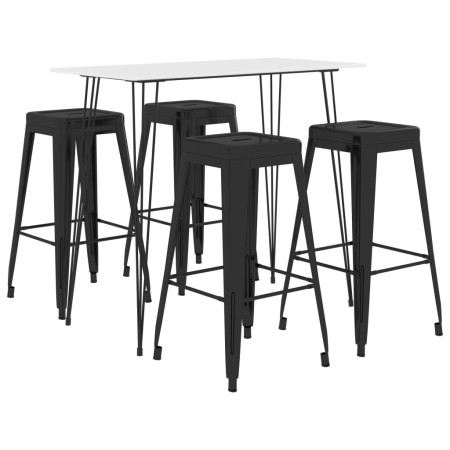 Mesa alta y taburetes de bar 5 piezas blanco y negro de vidaXL, muebles para cocinas y comedores - Ref: Foro24-3057401, Preci...