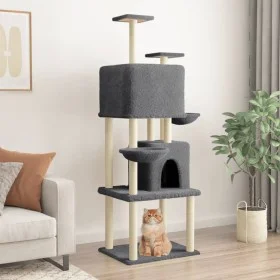 Rascador para gatos con postes de sisal gris oscuro 180 cm de vidaXL, Mobiliario para gatos - Ref: Foro24-172033, Precio: 88,...