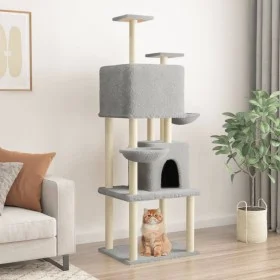 Rascador para gatos con postes de sisal gris claro 180 cm de vidaXL, Mobiliario para gatos - Ref: Foro24-172032, Precio: 83,7...