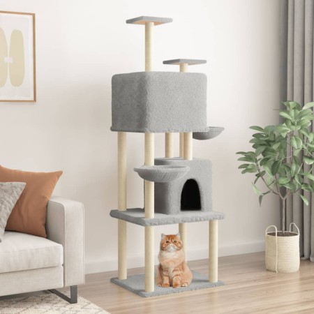 Rascador para gatos con postes de sisal gris claro 180 cm de vidaXL, Mobiliario para gatos - Ref: Foro24-172032, Precio: 84,9...