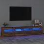 Mueble de TV con luces LED color roble ahumado 210x35x40 cm de vidaXL, Muebles TV - Ref: Foro24-3152735, Precio: 152,69 €, De...