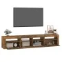 Mueble de TV con luces LED color roble ahumado 210x35x40 cm de vidaXL, Muebles TV - Ref: Foro24-3152735, Precio: 152,69 €, De...
