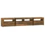 Mueble de TV con luces LED color roble ahumado 210x35x40 cm de vidaXL, Muebles TV - Ref: Foro24-3152735, Precio: 152,69 €, De...