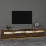 Mueble de TV con luces LED color roble ahumado 240x35x40 cm de vidaXL, Muebles TV - Ref: Foro24-3152767, Precio: 155,06 €, De...