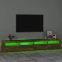 Mueble de TV con luces LED color roble ahumado 240x35x40 cm de vidaXL, Muebles TV - Ref: Foro24-3152767, Precio: 155,06 €, De...