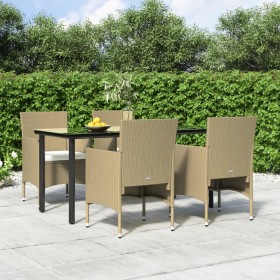 Juego de comedor de jardín 5 piezas con cojines beige y negro en Conjuntos de jardín | Comprar online en Foru.es