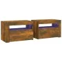 Mesitas de noche con LED 2 uds color roble ahumado de vidaXL, Mesitas de noche - Ref: Foro24-3144972, Precio: 94,48 €, Descue...