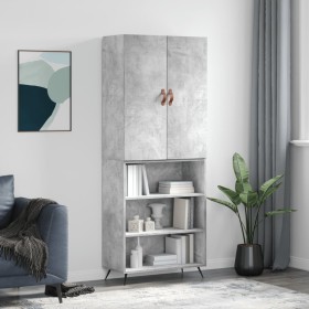 Aparador alto madera contrachapada gris hormigón 69,5x34x180 cm de vidaXL, Aparadores - Ref: Foro24-3196047, Precio: 130,76 €...