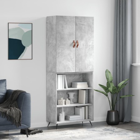 Aparador alto madera contrachapada gris hormigón 69,5x34x180 cm de vidaXL, Aparadores - Ref: Foro24-3196047, Precio: 130,76 €...
