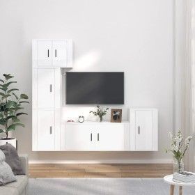 Set de muebles de TV 5 pzas madera contrachapada blanco brillo de vidaXL, Muebles TV - Ref: Foro24-3188632, Precio: 231,47 €,...
