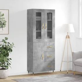 Aparador alto madera contrachapada gris hormigón 69,5x34x180 cm de vidaXL, Aparadores - Ref: Foro24-3198453, Precio: 170,48 €...