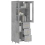 Aparador alto madera contrachapada gris hormigón 69,5x34x180 cm de vidaXL, Aparadores - Ref: Foro24-3198453, Precio: 172,74 €...