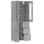 Aparador alto madera contrachapada gris hormigón 69,5x34x180 cm de vidaXL, Aparadores - Ref: Foro24-3198453, Precio: 172,74 €...