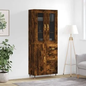 Aparador alto madera contrachapada roble ahumado 69,5x34x180 cm de vidaXL, Aparadores - Ref: Foro24-3198454, Precio: 170,80 €...