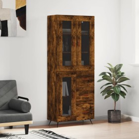 Aparador alto madera contrachapada roble ahumado 69,5x34x180 cm de vidaXL, Aparadores - Ref: Foro24-3198574, Precio: 161,64 €...