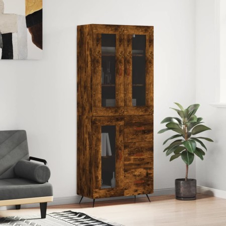 Aparador alto madera contrachapada roble ahumado 69,5x34x180 cm de vidaXL, Aparadores - Ref: Foro24-3198574, Precio: 161,64 €...