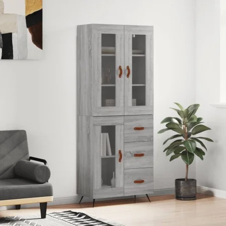 High sideboard sonoma gray plywood 69.5x34x180 cm by vidaXL, Sideboards - Ref: Foro24-3198575, Price: 173,09 €, Discount: %