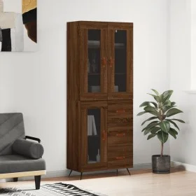 Aparador alto madera contrachapada marrón roble 69,5x34x180 cm de vidaXL, Aparadores - Ref: Foro24-3198576, Precio: 179,41 €,...
