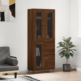 Aparador alto madera contrachapada marrón roble 69,5x34x180 cm de vidaXL, Aparadores - Ref: Foro24-3198576, Precio: 181,85 €,...