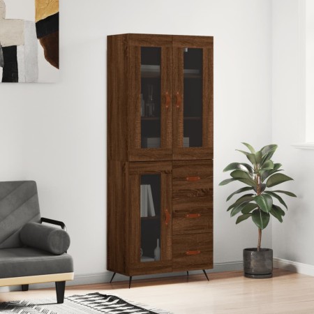 Aparador alto madera contrachapada marrón roble 69,5x34x180 cm de vidaXL, Aparadores - Ref: Foro24-3198576, Precio: 181,85 €,...