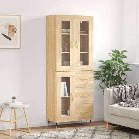 Aparador alto madera contrachapada color roble 69,5x34x180 cm de vidaXL, Aparadores - Ref: Foro24-3198580, Precio: 174,68 €, ...