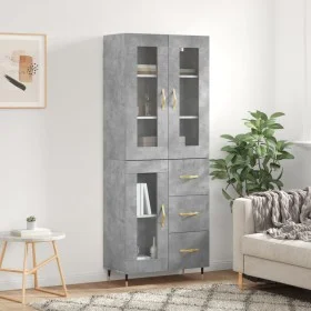 Aparador alto madera contrachapada gris hormigón 69,5x34x180 cm de vidaXL, Aparadores - Ref: Foro24-3198581, Precio: 172,58 €...