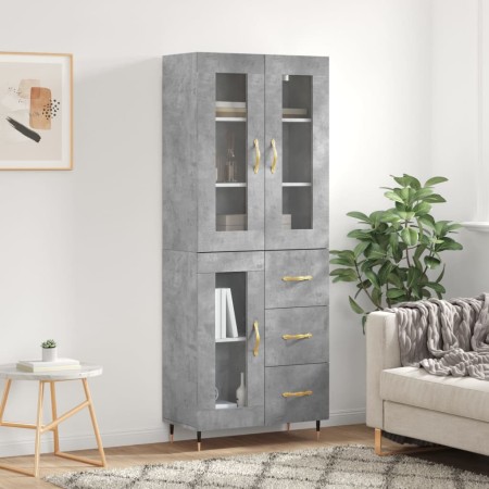 Aparador alto madera contrachapada gris hormigón 69,5x34x180 cm de vidaXL, Aparadores - Ref: Foro24-3198581, Precio: 174,87 €...