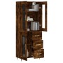 Aparador alto madera contrachapada roble ahumado 69,5x34x180 cm de vidaXL, Aparadores - Ref: Foro24-3198582, Precio: 174,41 €...