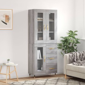 Aparador alto madera contrachapada gris sonoma 69,5x34x180 cm de vidaXL, Aparadores - Ref: Foro24-3198583, Precio: 171,23 €, ...