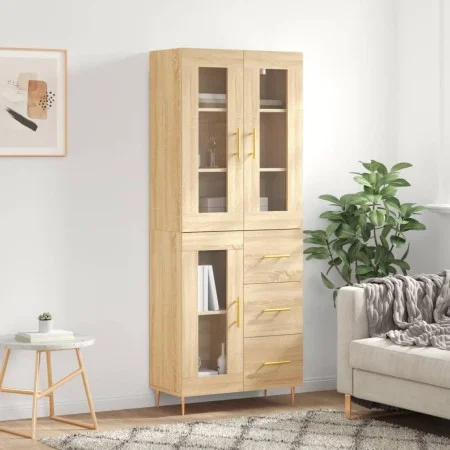 Aparador alto madera contrachapada color roble 69,5x34x180 cm by vidaXL, Sideboards - Ref: Foro24-3198588, Price: 170,01 €, D...