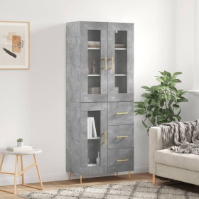 Aparador alto madera contrachapada gris hormigón 69,5x34x180 cm de vidaXL, Aparadores - Ref: Foro24-3198589, Precio: 174,25 €...