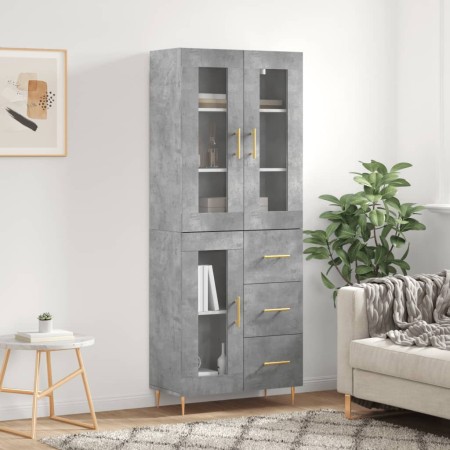 Aparador alto madera contrachapada gris hormigón 69,5x34x180 cm de vidaXL, Aparadores - Ref: Foro24-3198589, Precio: 174,25 €...