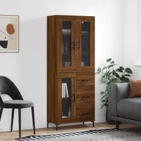 Aparador alto madera contrachapada marrón roble 69,5x34x180 cm de vidaXL, Aparadores - Ref: Foro24-3198600, Precio: 180,48 €,...