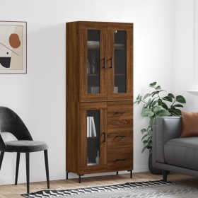 Aparador alto madera contrachapada marrón roble 69,5x34x180 cm de vidaXL, Aparadores - Ref: Foro24-3198600, Precio: 182,99 €,...