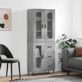 Aparador alto madera contrachapada gris hormigón 69,5x34x180 cm de vidaXL, Aparadores - Ref: Foro24-3198613, Precio: 168,08 €...