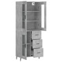 Aparador alto madera contrachapada gris hormigón 69,5x34x180 cm de vidaXL, Aparadores - Ref: Foro24-3198613, Precio: 170,04 €...