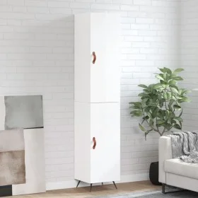 Aparador alto madera contrachapada blanco brillo 34,5x34x180 cm de vidaXL, Aparadores - Ref: Foro24-3198763, Precio: 104,47 €...