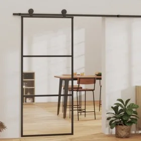 Schiebetür aus ESG-Glas und schwarzem Aluminium, 90 x 205 cm von vidaXL, Türen - Ref: Foro24-151009, Preis: 190,56 €, Rabatt: %