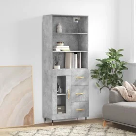 Aparador alto madera contrachapada gris hormigón 69,5x34x180 cm de vidaXL, Aparadores - Ref: Foro24-3189489, Precio: 143,63 €...