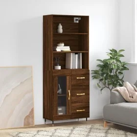 Aparador alto madera contrachapada marrón roble 69,5x34x180 cm de vidaXL, Aparadores - Ref: Foro24-3189492, Precio: 151,87 €,...