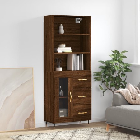 Aparador alto madera contrachapada marrón roble 69,5x34x180 cm de vidaXL, Aparadores - Ref: Foro24-3189492, Precio: 161,72 €,...