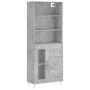 Hohes Sideboard aus betongrauem Sperrholz, 69,5 x 34 x 180 cm von vidaXL, Sideboards - Ref: Foro24-3189497, Preis: 142,57 €, ...