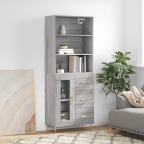 Aparador alto madera contrachapada gris sonoma 69,5x34x180 cm de vidaXL, Aparadores - Ref: Foro24-3189499, Precio: 158,78 €, ...
