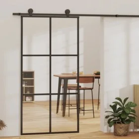 ESG Schiebetür Glas und schwarzes Aluminium 102x205 cm von vidaXL, Türen - Ref: Foro24-151013, Preis: 222,98 €, Rabatt: %