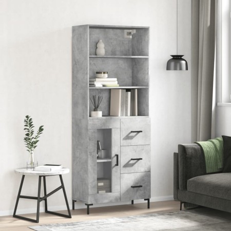 Aparador alto madera contrachapada gris hormigón 69,5x34x180 cm de vidaXL, Aparadores - Ref: Foro24-3189513, Precio: 156,36 €...