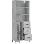 Aparador alto madera contrachapada gris hormigón 69,5x34x180 cm de vidaXL, Aparadores - Ref: Foro24-3189513, Precio: 156,36 €...