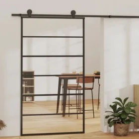 ESG glass and black aluminum sliding door 102x205 cm by vidaXL, Doors - Ref: Foro24-151016, Price: 195,20 €, Discount: %